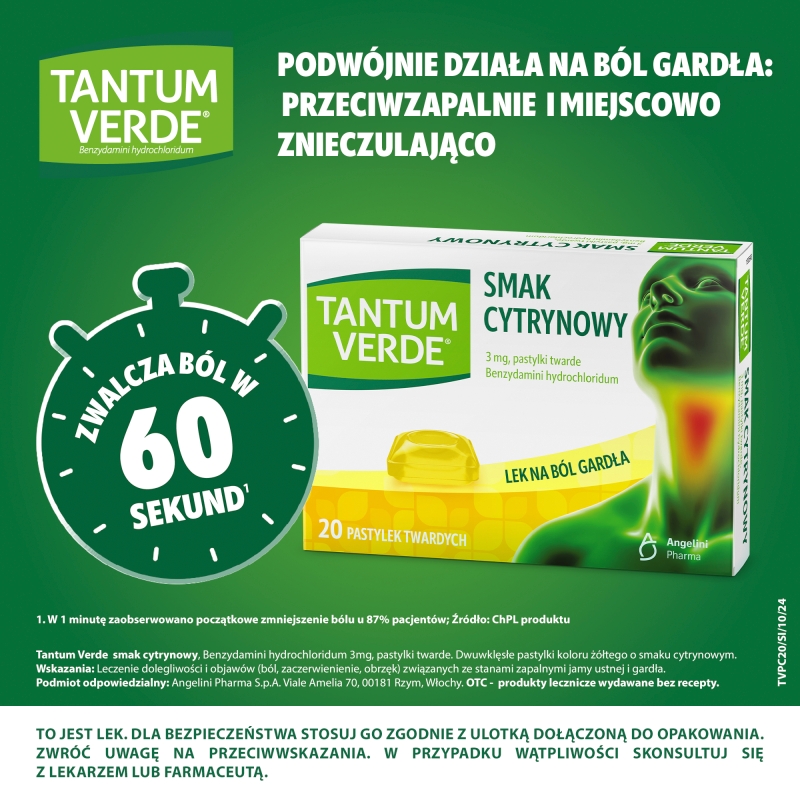 Tantum Verde, pastylki do ssania, cytrynowy, 20 szt.