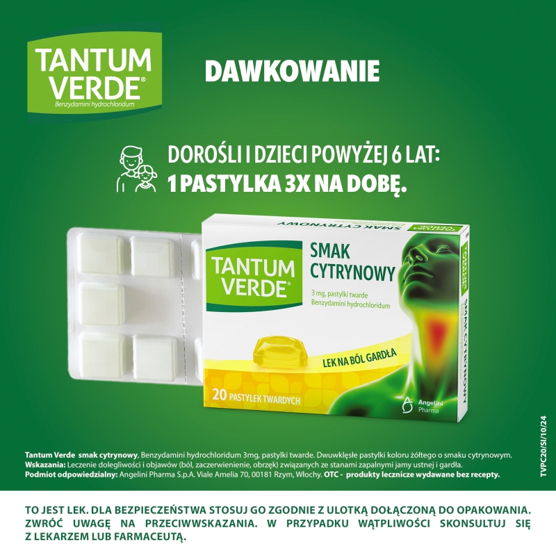 Tantum Verde, pastylki do ssania, cytrynowy, 20 szt.