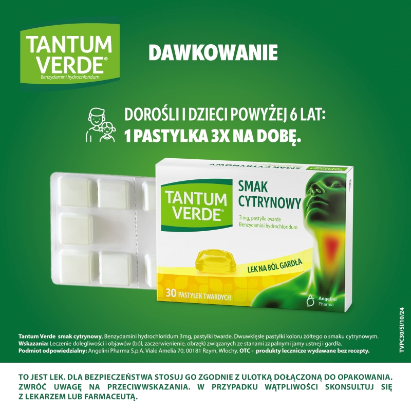 Tantum Verde, 30 pastylek do ssania, cytrynowe