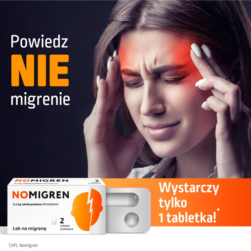 Nomigren, tabletki na migrenę z aurą lub bez aury, 2 szt.