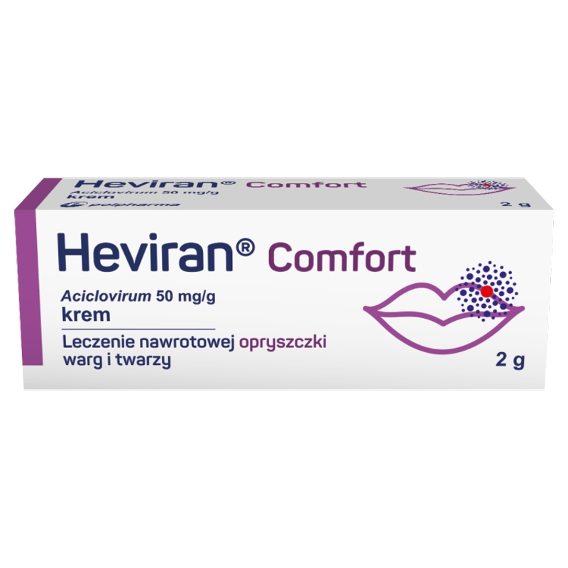 Heviran Comfort, krem wspomagający leczenie opryszczki, 2 g
