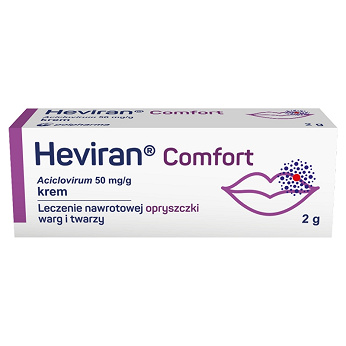 Heviran Comfort, krem wspomagający leczenie opryszczki, 2 g