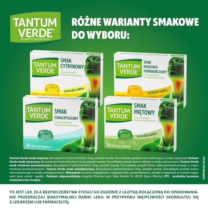 Tantum Verde  3 mg, smak eukaliptusowym, 30 pastylek