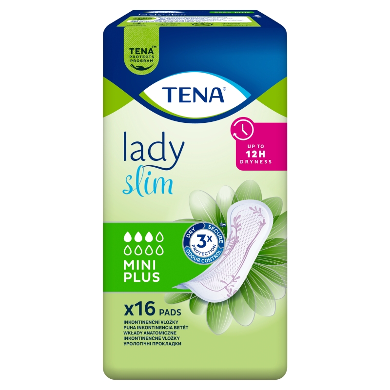 Tena Lady Slim Mini Plus , wkładki anatomiczne na nietrzymanie moczu, 16 szt.