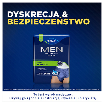 TENA MEN Active Fit Pants , majtki chłonne Plus Blue L/XL, 8 szt.