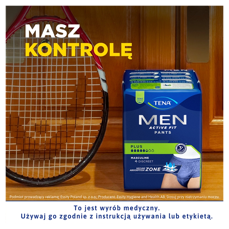 TENA MEN Active Fit Pants , majtki chłonne Plus Blue L/XL, 8 szt.