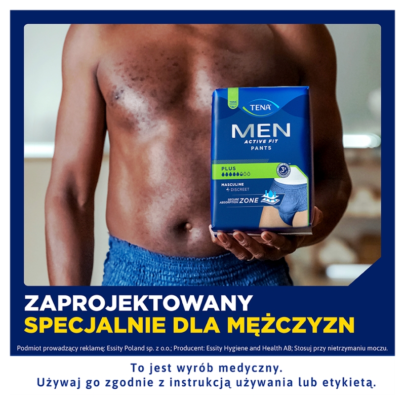 TENA MEN Active Fit Pants , majtki chłonne Plus Blue L/XL, 8 szt.