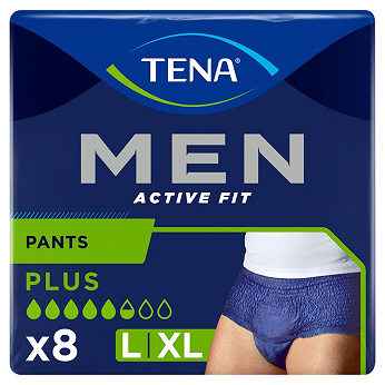TENA MEN Active Fit Pants , majtki chłonne Plus Blue L/XL, 8 szt.