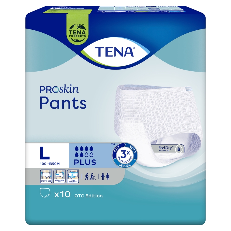 Tena Pants Proskin Plus, majtki chłonne, rozmiar L, 10 szt.