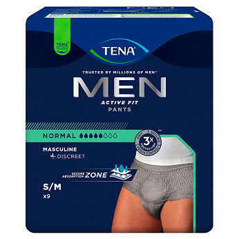 TENA Men Pants, majtki chłonne Normal Grey S/M, 9 szt.