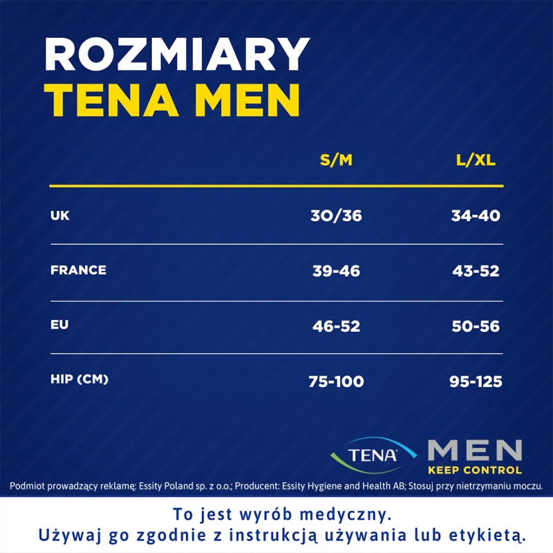 TENA Men Pants , majtki chłonne Normal Grey  S/M,  30 szt.