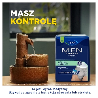 TENA MEN Active Fit Pants, majtki chłonne Normal Grey L/XL, 8 szt.