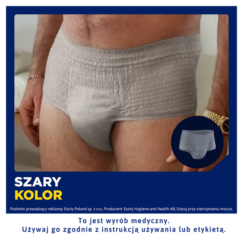 TENA MEN Active Fit Pants, majtki chłonne Normal Grey L/XL, 8 szt.