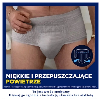 TENA MEN Active Fit Pants, majtki chłonne Normal Grey L/XL, 8 szt.