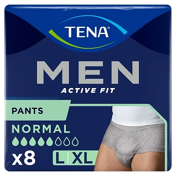 TENA MEN Active Fit Pants, majtki chłonne Normal Grey L/XL, 8 szt.