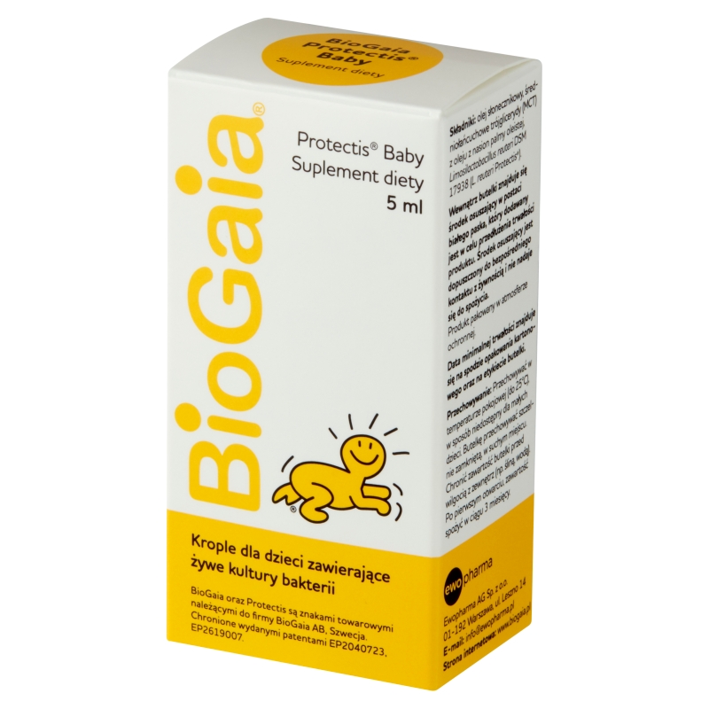 BioGaia Protectis Baby, krople doustne zawierające żywe kultury bakterii, butelka 5 ml.