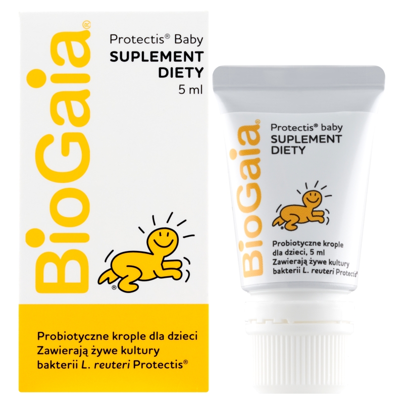 BioGaia Protectis Baby, krople doustne zawierające żywe kultury bakterii, tubka 5 ml