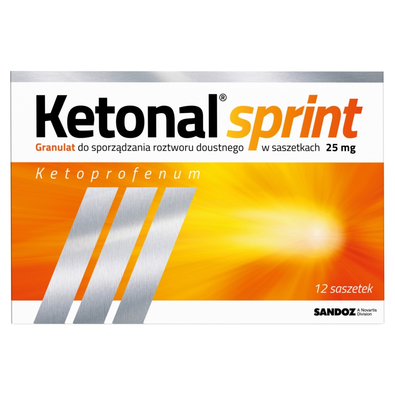 Ketonal Sprint 25 mg granulat na ból o lekkim lub umiarkowanym nasileniu, 12 sasz.