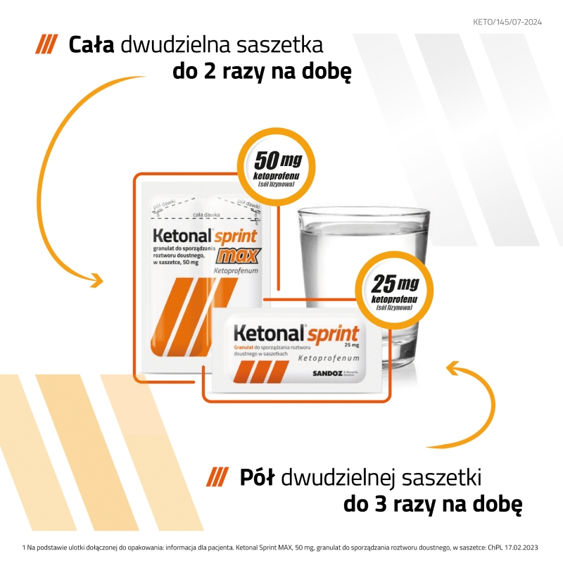 Ketonal Sprint Max, granulat do sporządzania roztworu doustnego, 12 sasz.