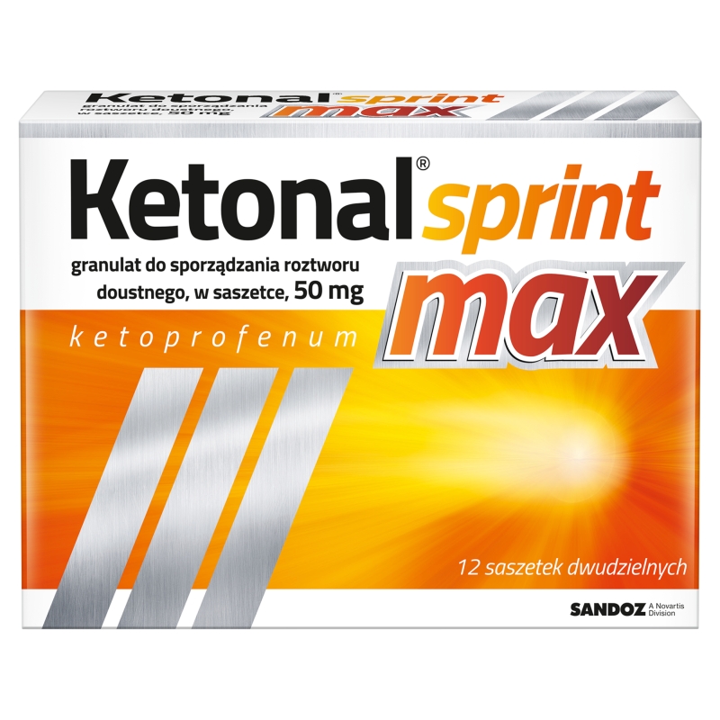 Ketonal Sprint Max granulat do sporządzania roztworu doustnego, 12 sasz.