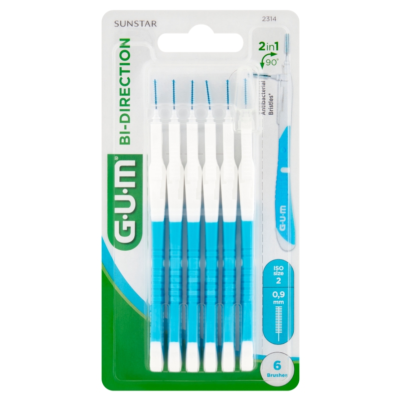SUNSTAR GUM BI-DIRECTION, szczoteczka międzyzębowa 0,9 mm, 6 szt.