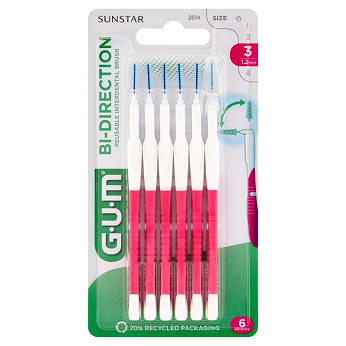 SUNSTAR GUM BI-DIRECTION, szczoteczka międzyzębowa 1,2 mm, 6 szt.