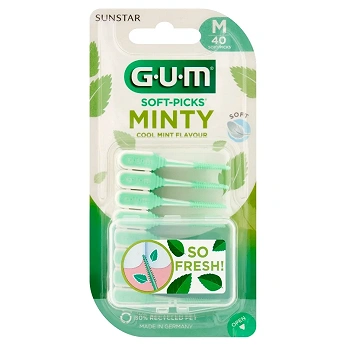 SUNSTAR GUM SOFT-PICKS Comfort flex Mint, szczoteczki międzyzębowe o smaku miętowym, 40 szt.