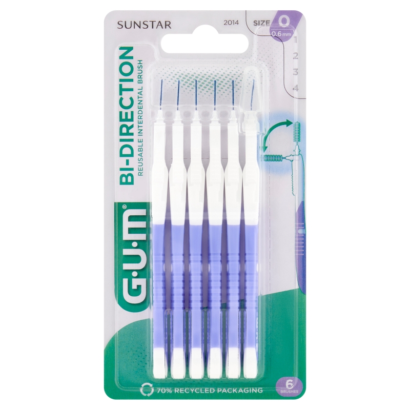 SUNSTAR GUM BI-DIRECTION, szczoteczka międzyzębowa 0,6 mm, 6 szt.