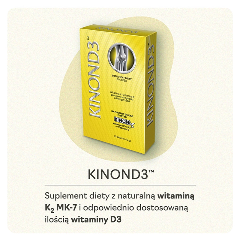 Kinon D3, tabletki z witaminami D3 i K2 wzmacniającymi kości, 30 szt.