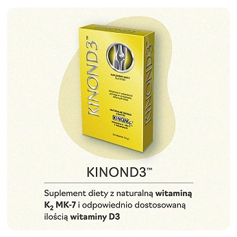 Kinon D3, tabletki z witaminami D3 i K2 wzmacniającymi kości, 30 szt.