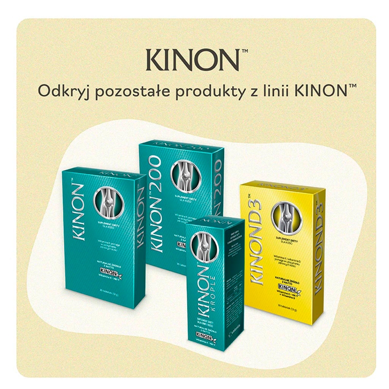 Kinon D3, tabletki z witaminami D3 i K2 wzmacniającymi kości, 30 szt.