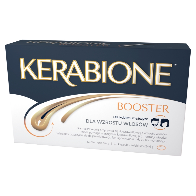 Kerabione Booster, kapsułki ze składnikami wspomagającymi wzrost włosów, 30 szt.