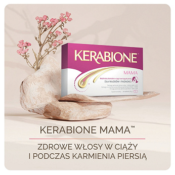 Kerabione Mama, tabletki ze składnikami wzmacniającymi włosy i paznokcie dla kobiet w ciąży, 60 szt.