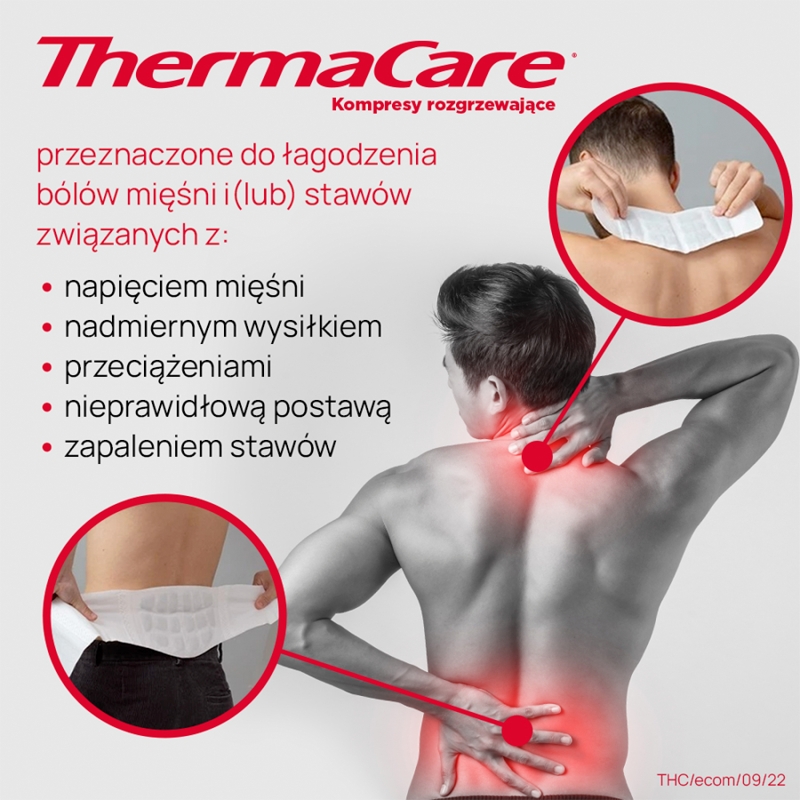 ThermaCare , kompresy rozgrzewające łagodzące ból dolnych okolic pleców, 2 szt.