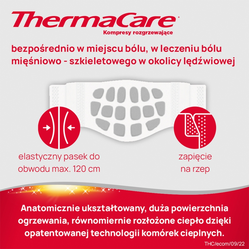 ThermaCare , kompresy rozgrzewające łagodzące ból dolnych okolic pleców, 2 szt.
