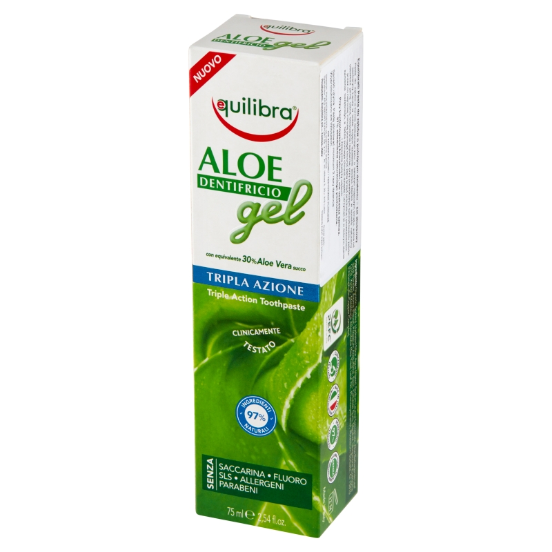 Equilibra Aloe Gel, pasta do zębów o potrójnym działaniu, 75 ml