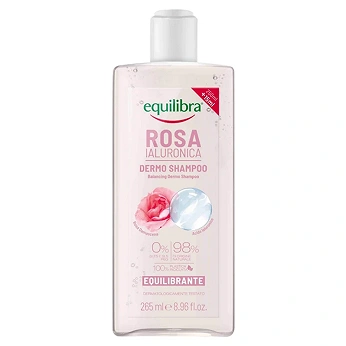 Equilibra, szampon równoważący do włosów, róża i kwas hialuronowy, 265 ml