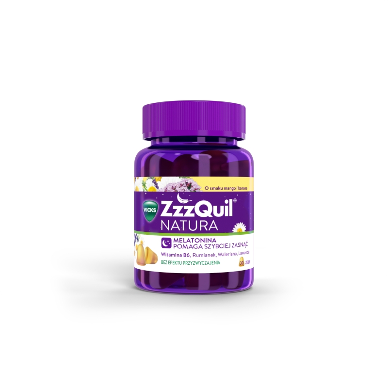 ZzzQuil Natura żelki ze składnikami ułatwiającymi usypianie, mango-banan, 30 szt.