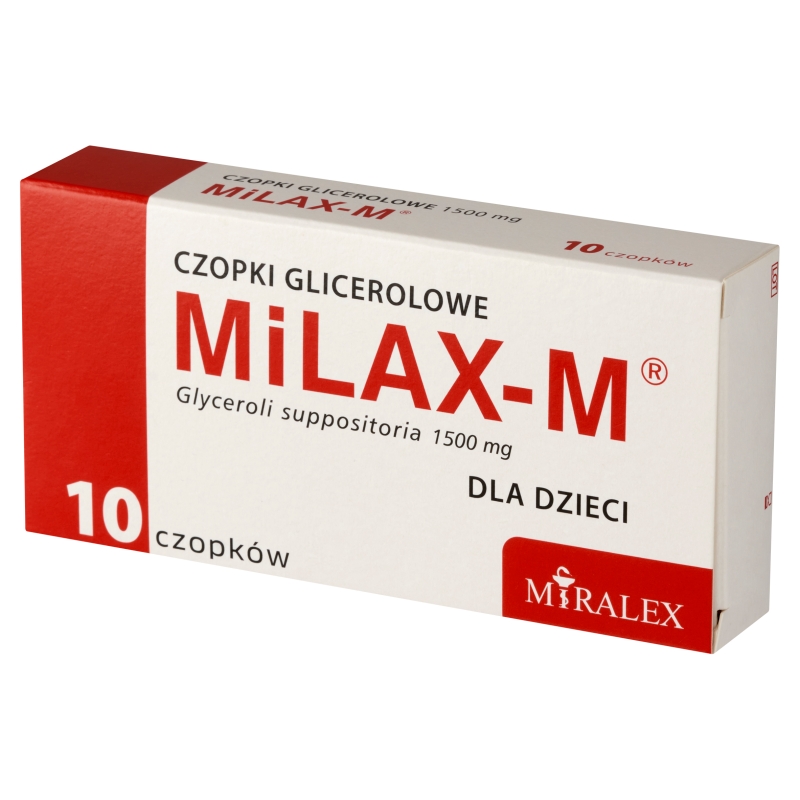 MiLAX-M , czopki glicerolowe na zaparcia dla dzieci, 10 szt.