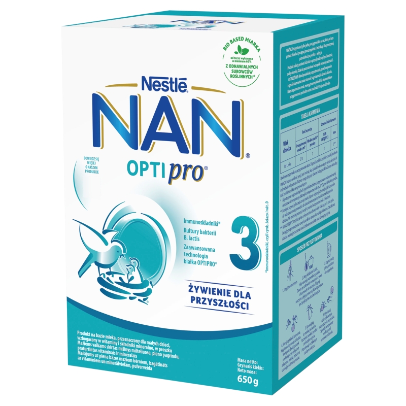 NAN Optipro 3  mleko modyfikowane dla dzieci po 1 roku życia, 650 g