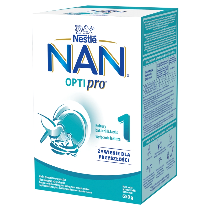 NAN Optipro 1  mleko początkowe dla niemowląt od urodzenia, 650 g
