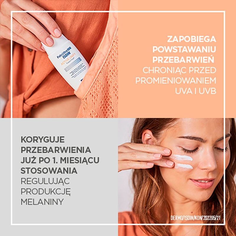 ISDIN Active Unify Fluid SPF 50+, o działaniu korygującym na przebarwienia skórne, 50 ml