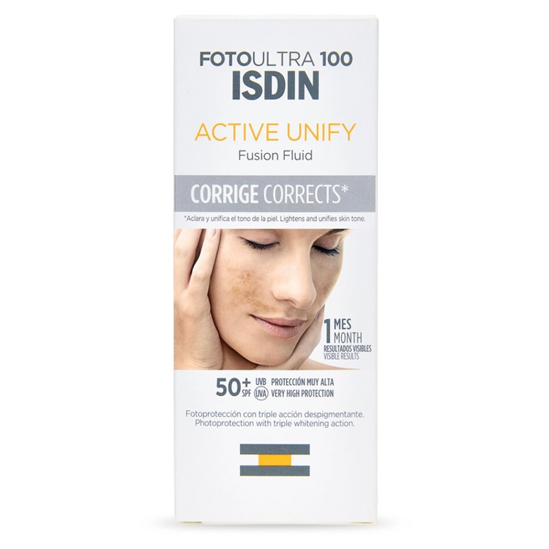 ISDIN Active Unify Fluid SPF 50+, o działaniu korygującym na przebarwienia skórne, 50 ml
