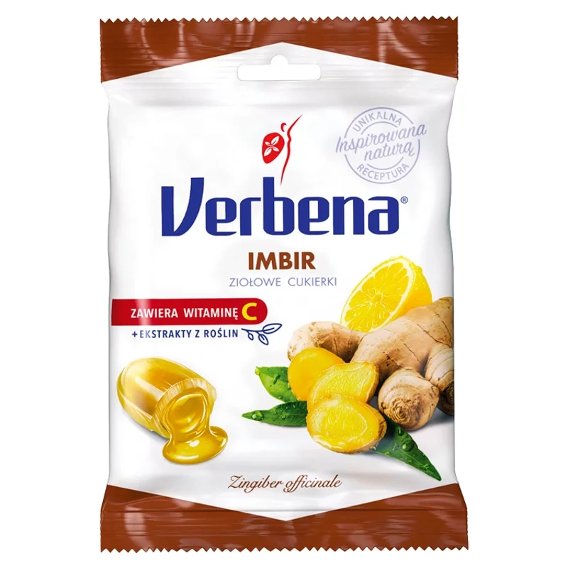 Cukierki Verbena Imbir, rozgrzewające i poprawiające krążenie, 60 g