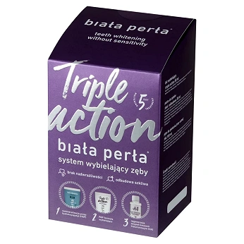 Biała Perła Triple Action, zestaw di wybielania zębów, żel -50 ml, płyn -100 ml, pasta -30 ml