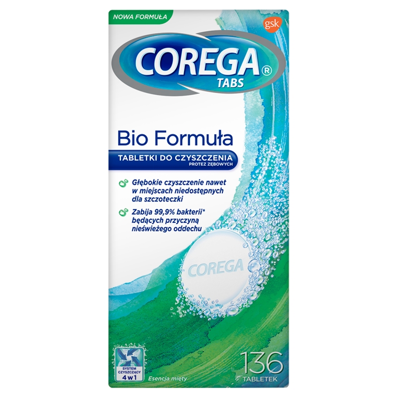 Corega Tabs Bio Formula , tabletki do czyszczenia protez zębowych, 136 szt.