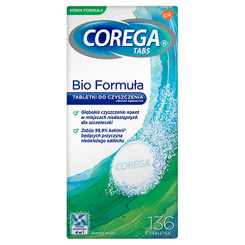 Corega Tabs Bio Formula , tabletki do czyszczenia protez zębowych, 136 szt.