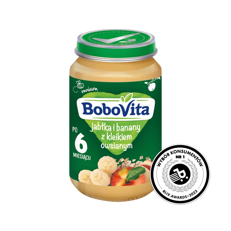 BoboVita, deserek z jabłkiem i bananem z kleikiem owsianym, 6m+, 190 g