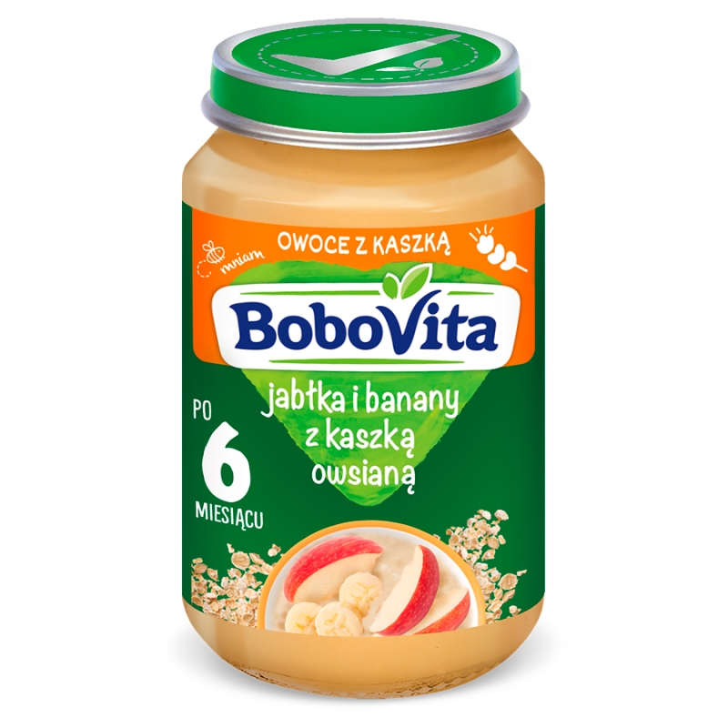 BoboVita, deserek z jabłkiem i bananem z kleikiem owsianym, 6m+, 190 g