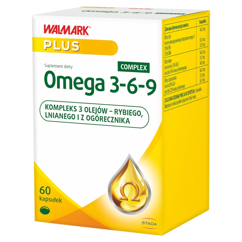 Omega 3-6-9, kapsułki z kompleksem 3 olejów rybiego, lnianego i ogórecznika, 60 szt.